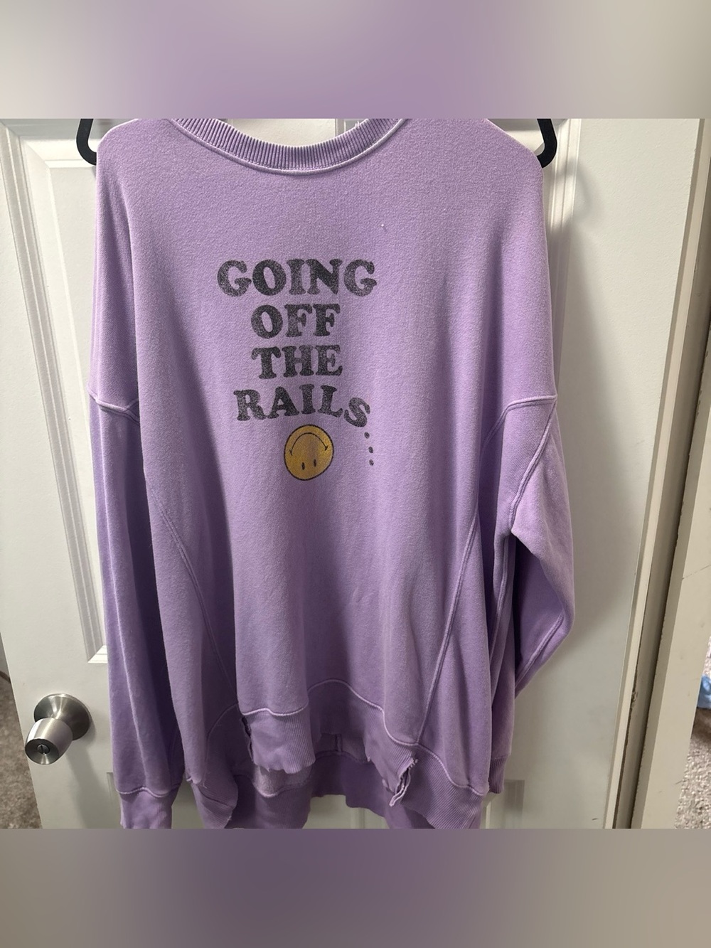 aerie Lavender 'Going Off The Rails' Crewneck Sweatshirt